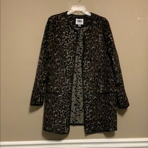 Old Navy Women’s Faux Fur Animal Print Open Face Cardigan Jacket LG Brown Black